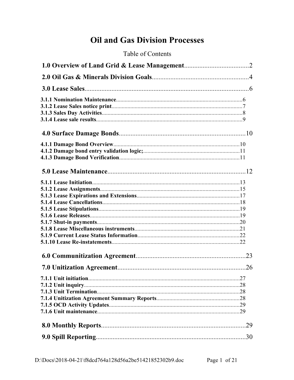 The Oil and Gas Division of the State Land Office Is Responsible for Leasing Activities