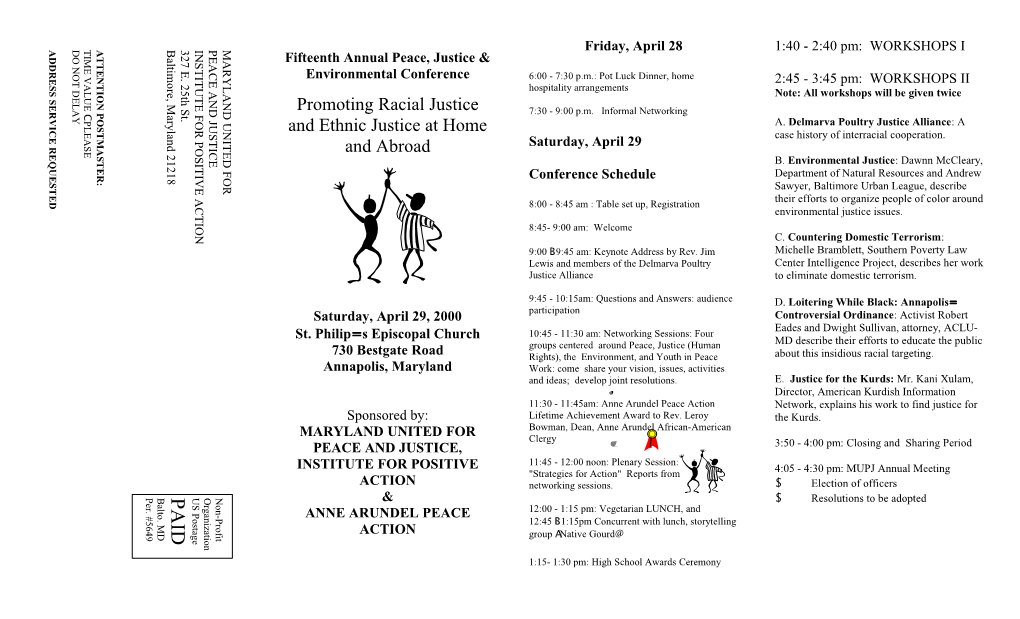 Fifteenth Annual Peace, Justice & Environmental Conference