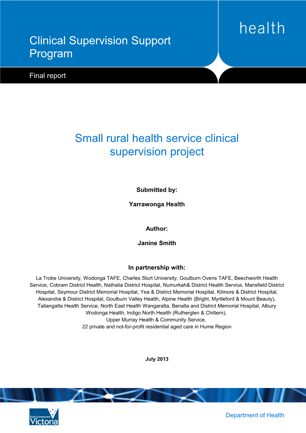 Small Rural Health Service Clinical Supervision Project
