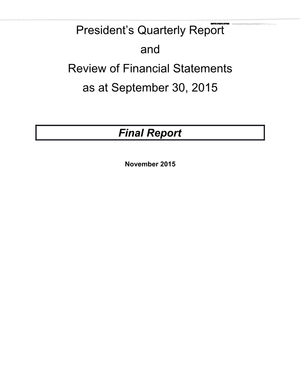 President S Quarterly Report