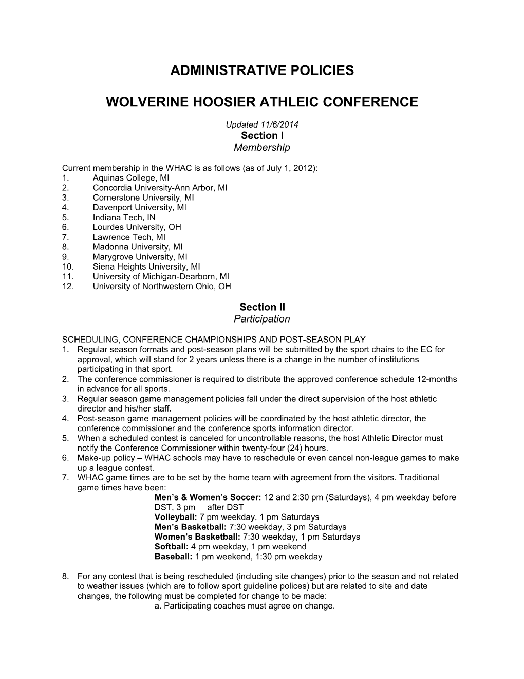 Wolverine Hoosier Athleic Conference