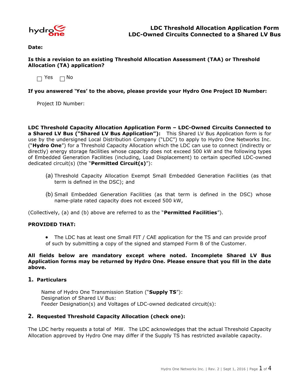 LDC Threshold CIA Application Form November 2010