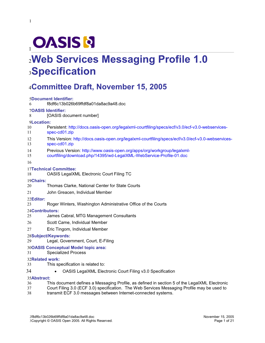 OASIS Specification Template s15