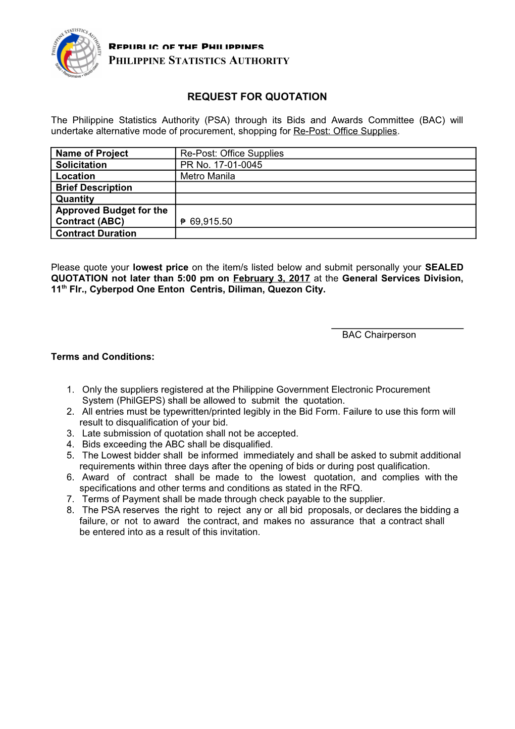 Request for Quotation s41