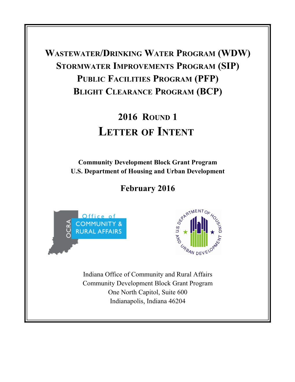 Wastewater/Drinking Water Program (WDW)