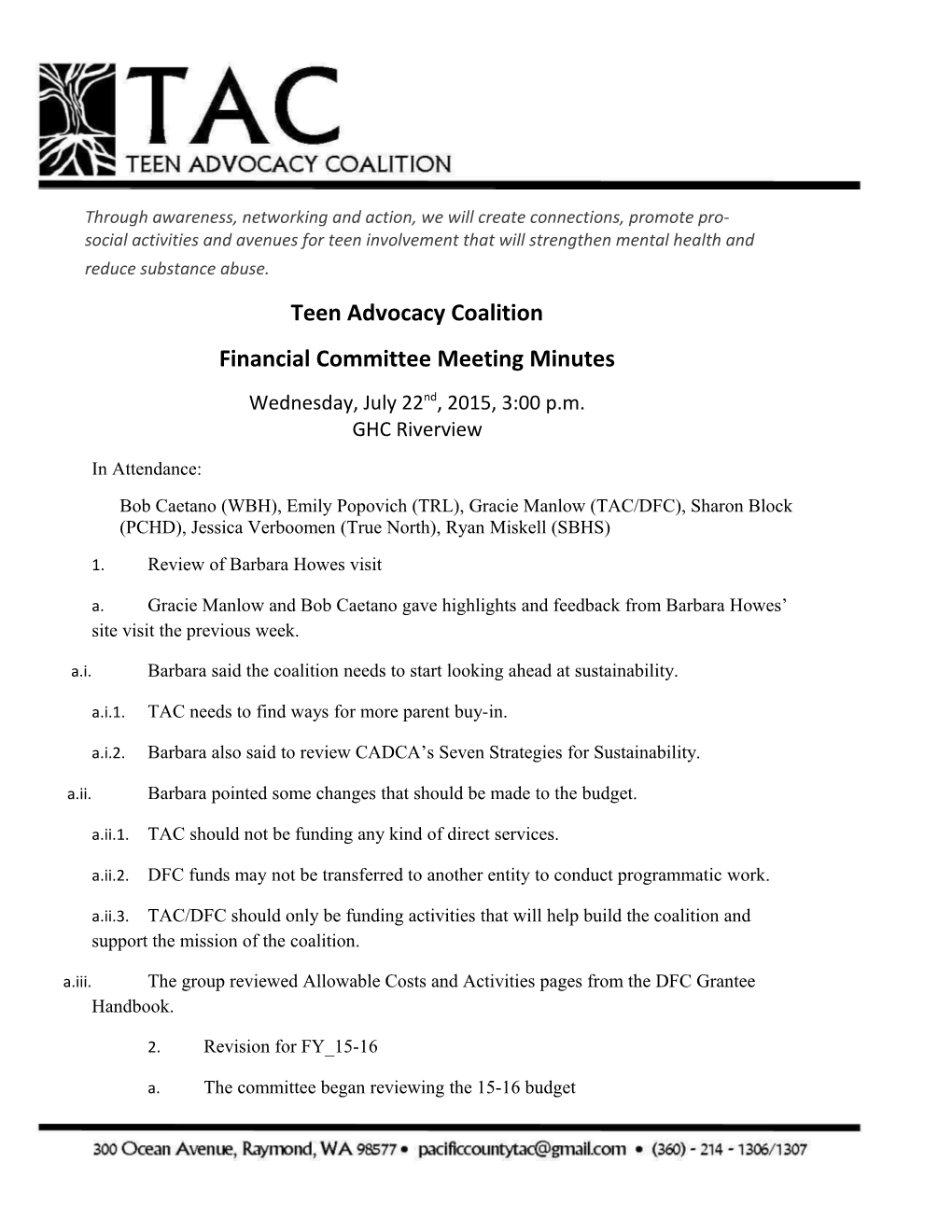 TAC Financial Committee 11-18-14
