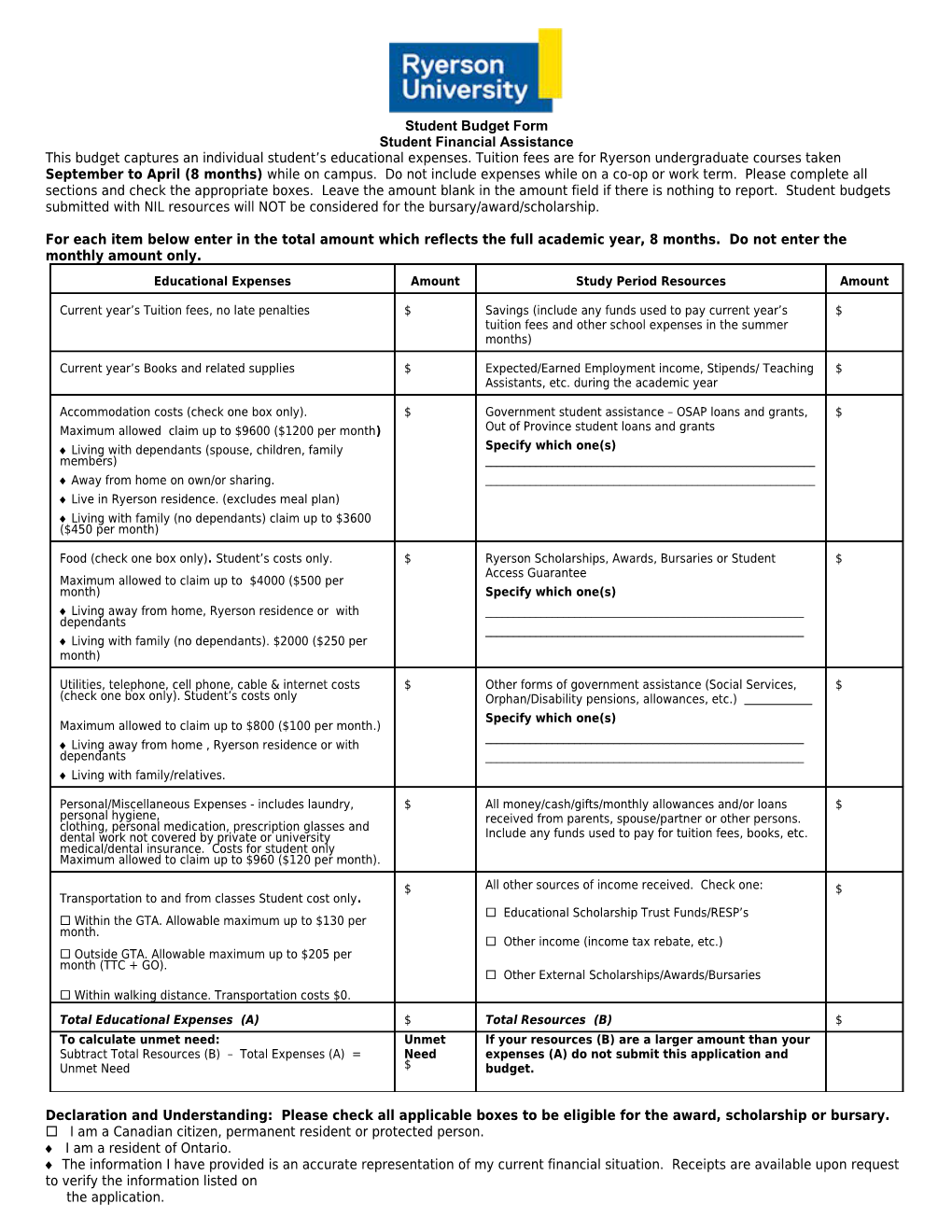 Ryerson University Work Study Plan (UWSP) Funded