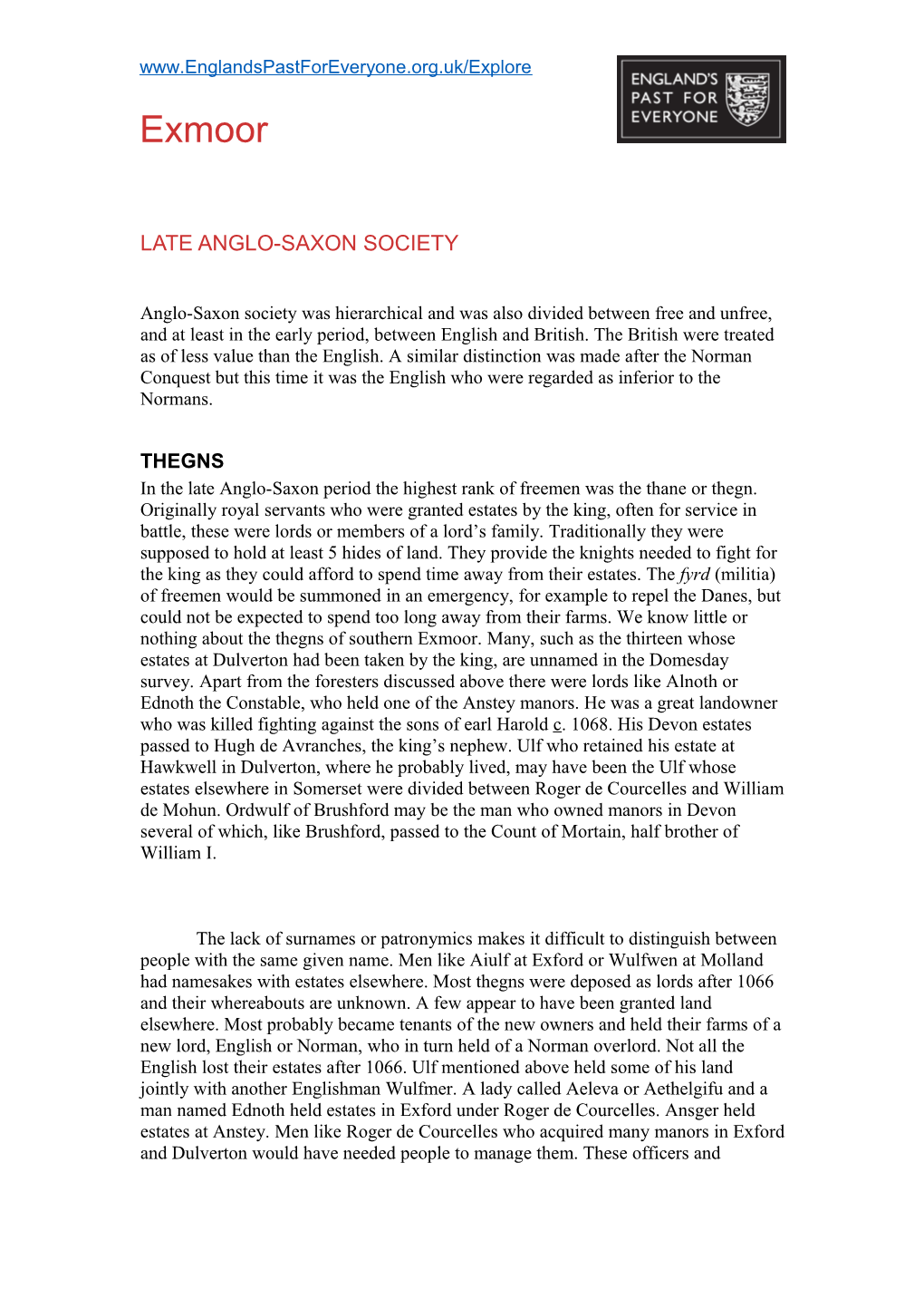 Late Anglo-Saxon Society