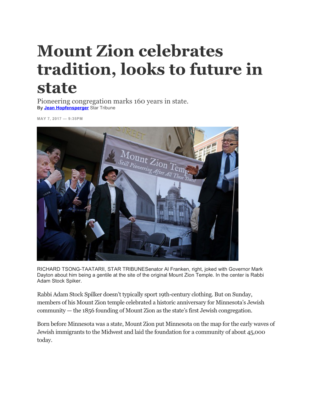Mount Zion Celebrates Tradition, Looks to Future in State