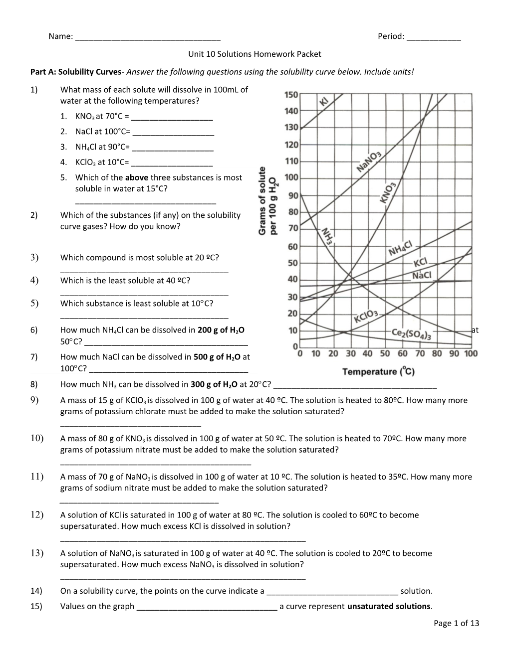 Unit 10 Solutions Homework Packet