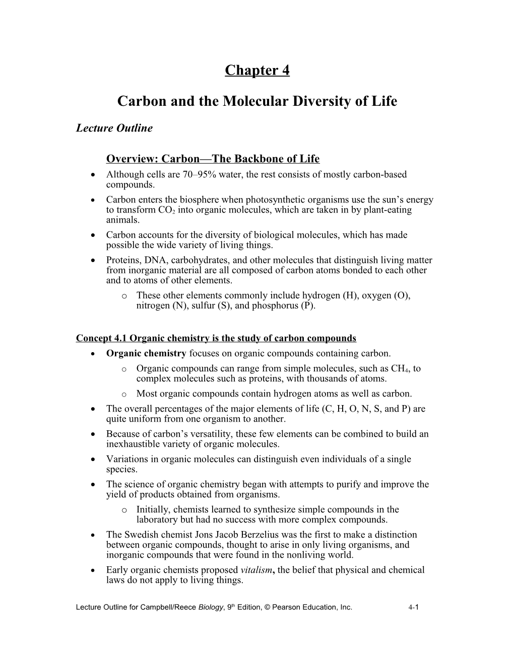 Chapter 4 Carbon and the Molecular Diversity of Life