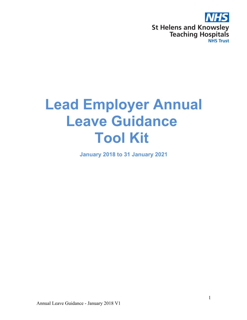 Lead Employer Annual Leave Guidance