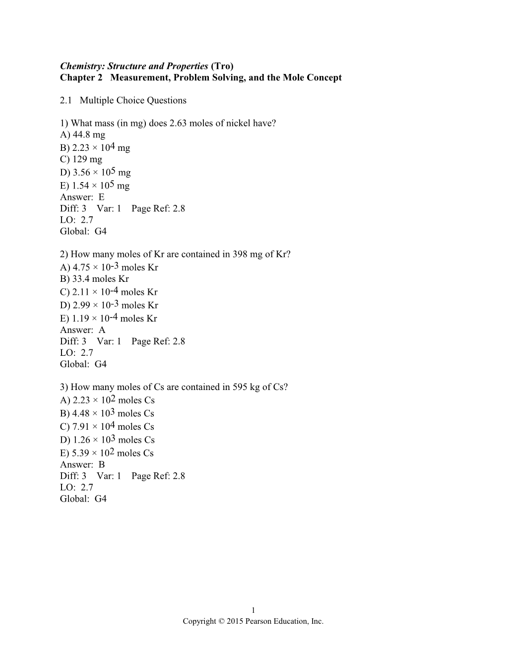 Chemistry: Structure and Properties (Tro)