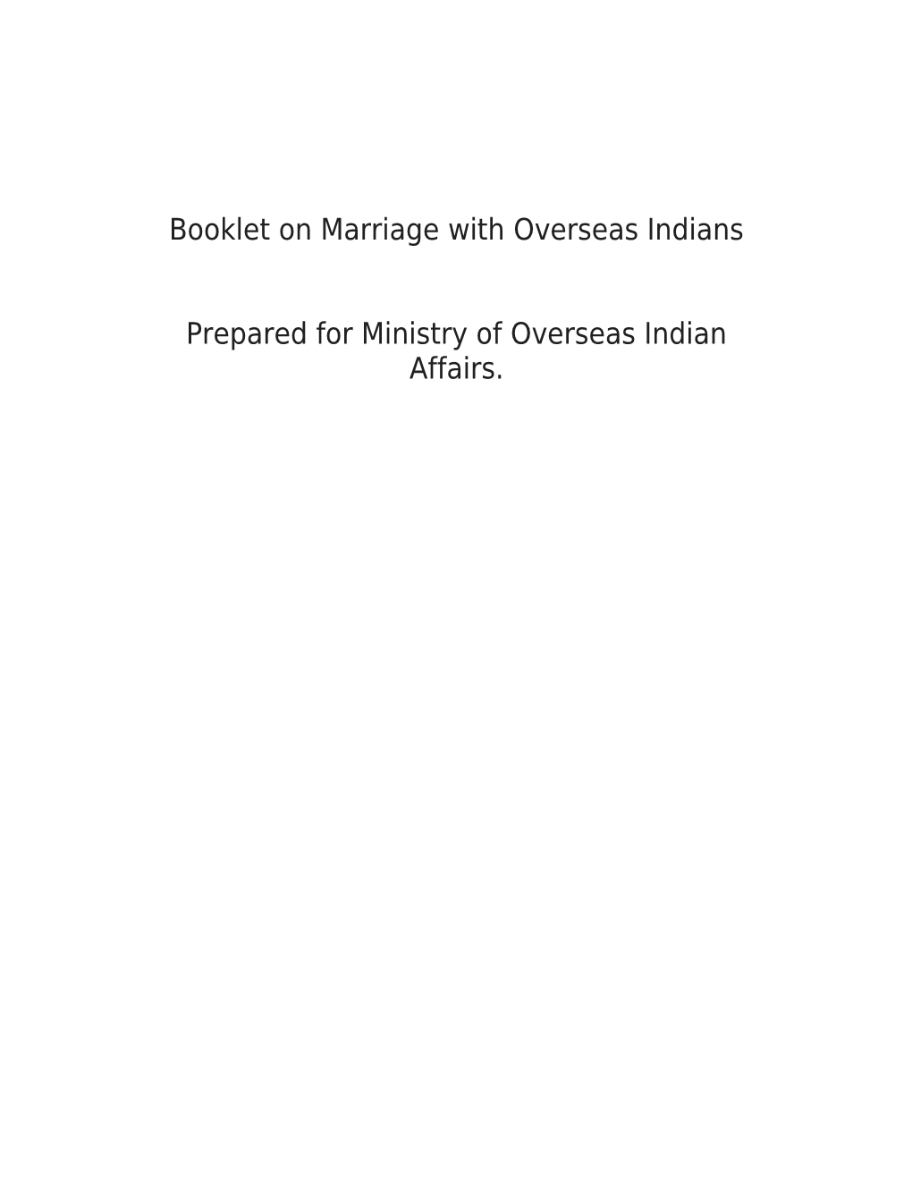 Booklet on Marriage with Overseas Indians