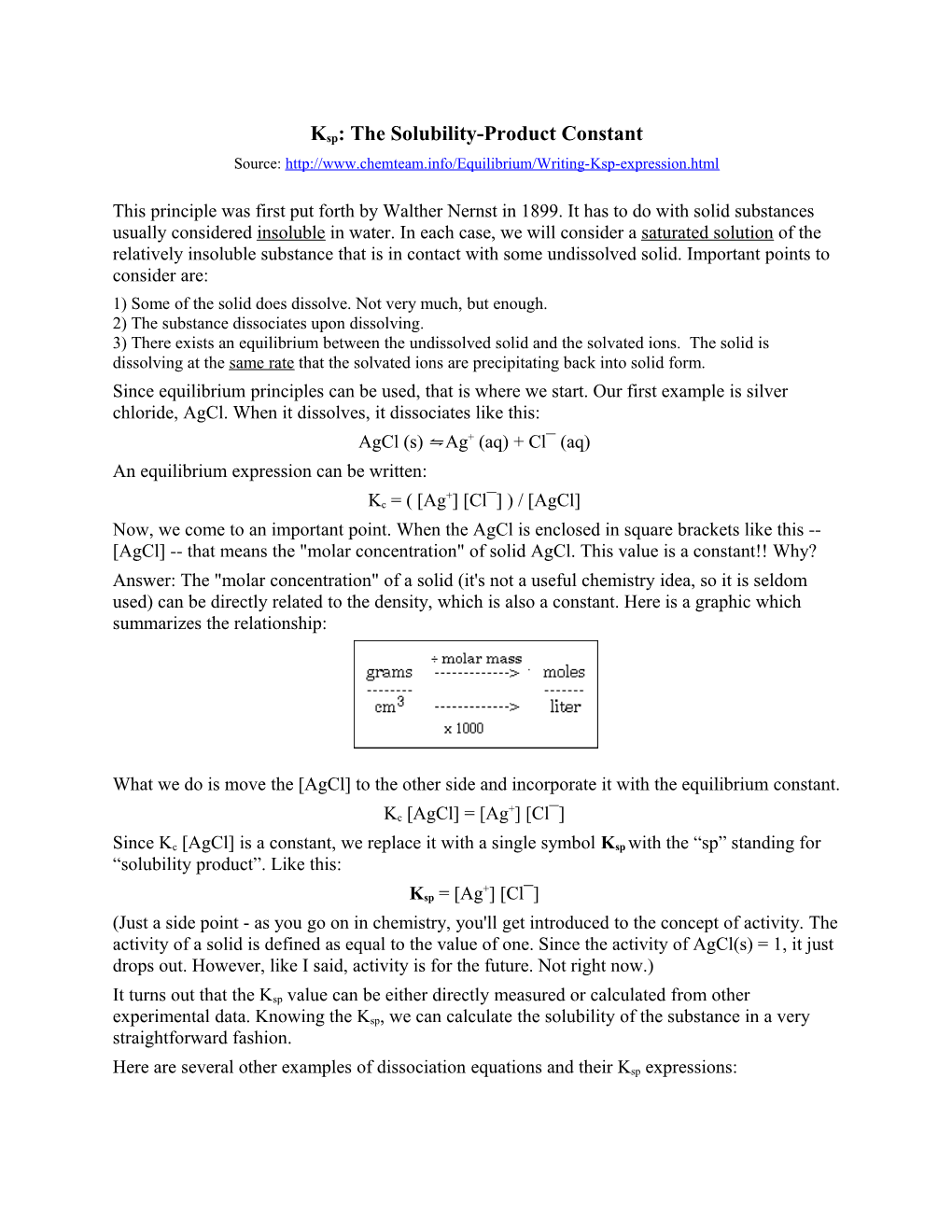 Ksp: the Solubility-Product Constant