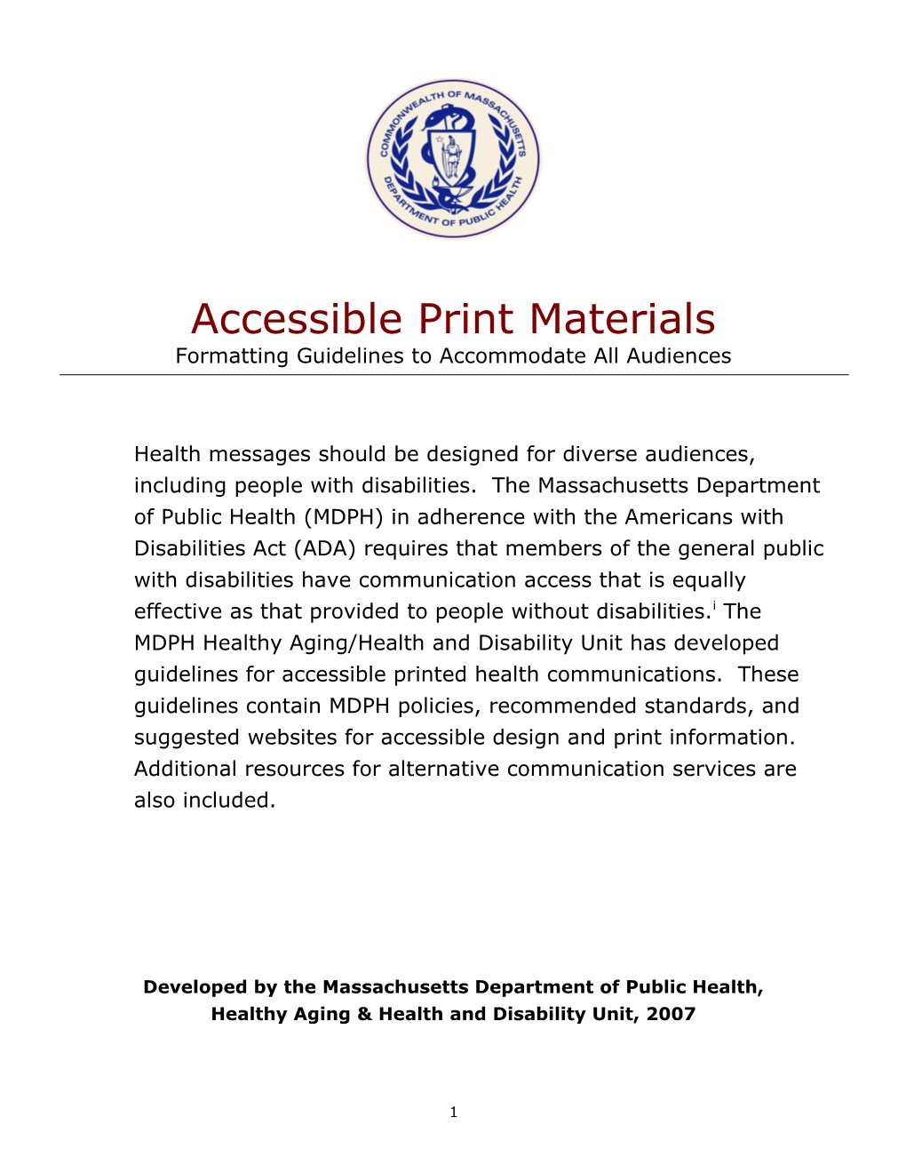 Accessible Print Materials Formatting Guidelines to Accommodate All Audiences