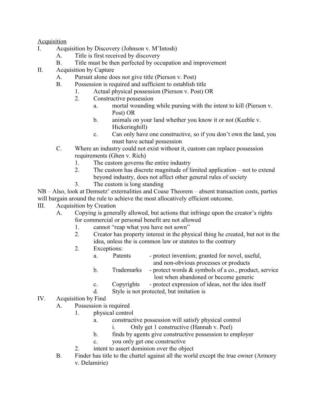 I. Acquisition by Discovery (Johnson V. M Intosh)