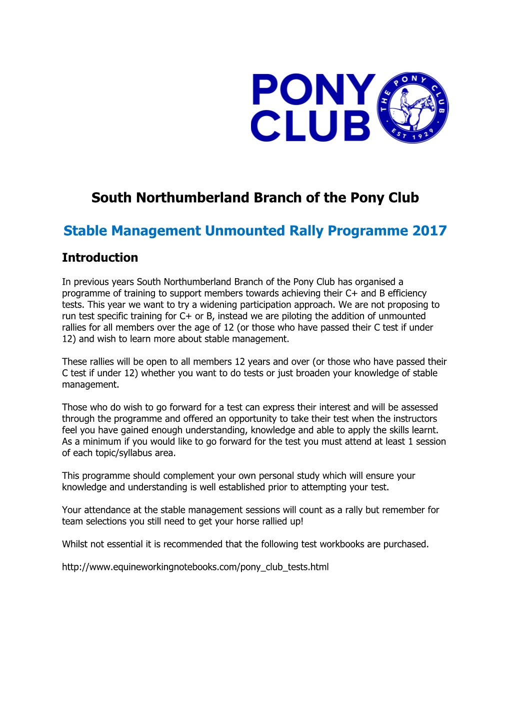 South Northumberland Branch of the Pony Club