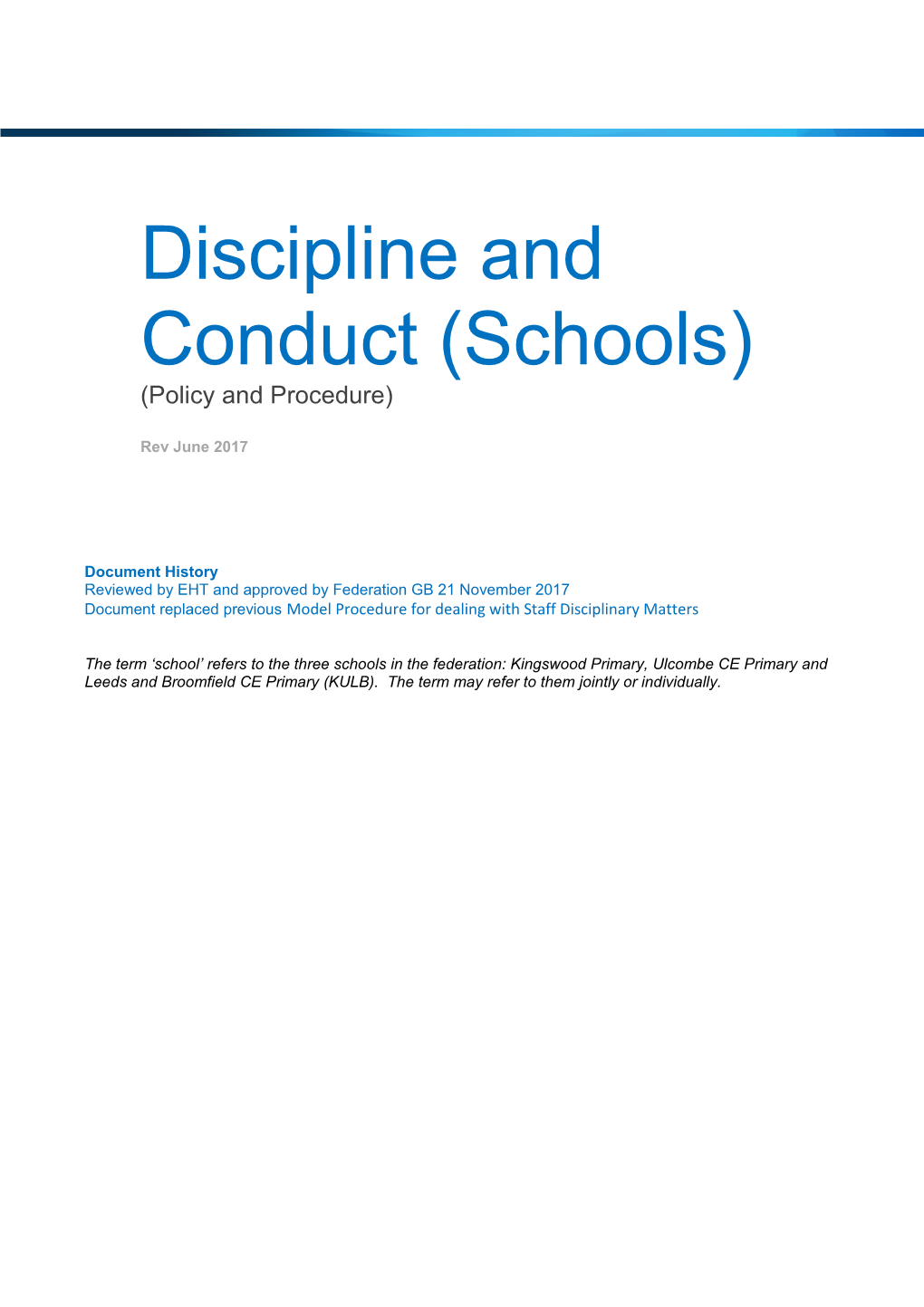 Discipline and Conduct (Schools)