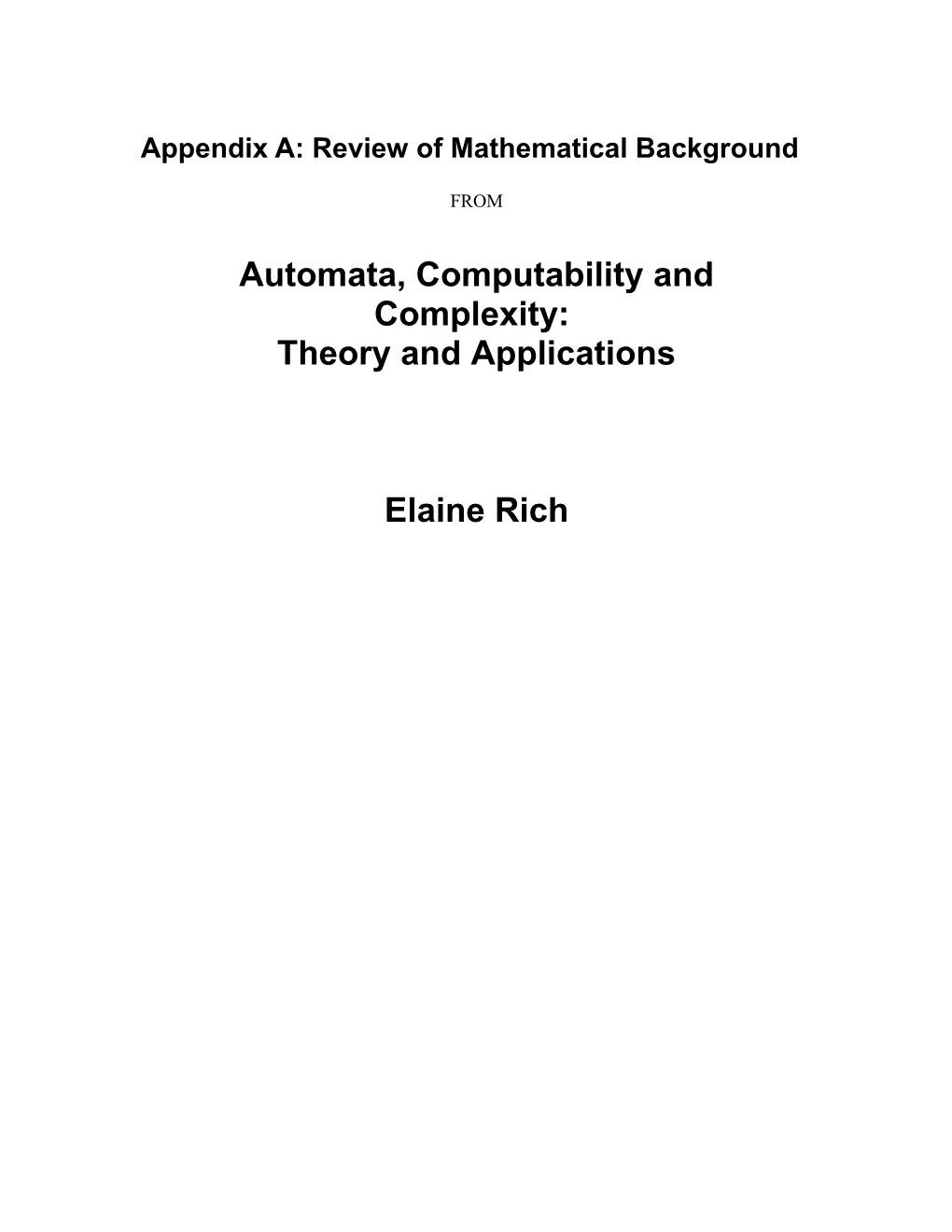Appendix A: Review of Mathematical Background