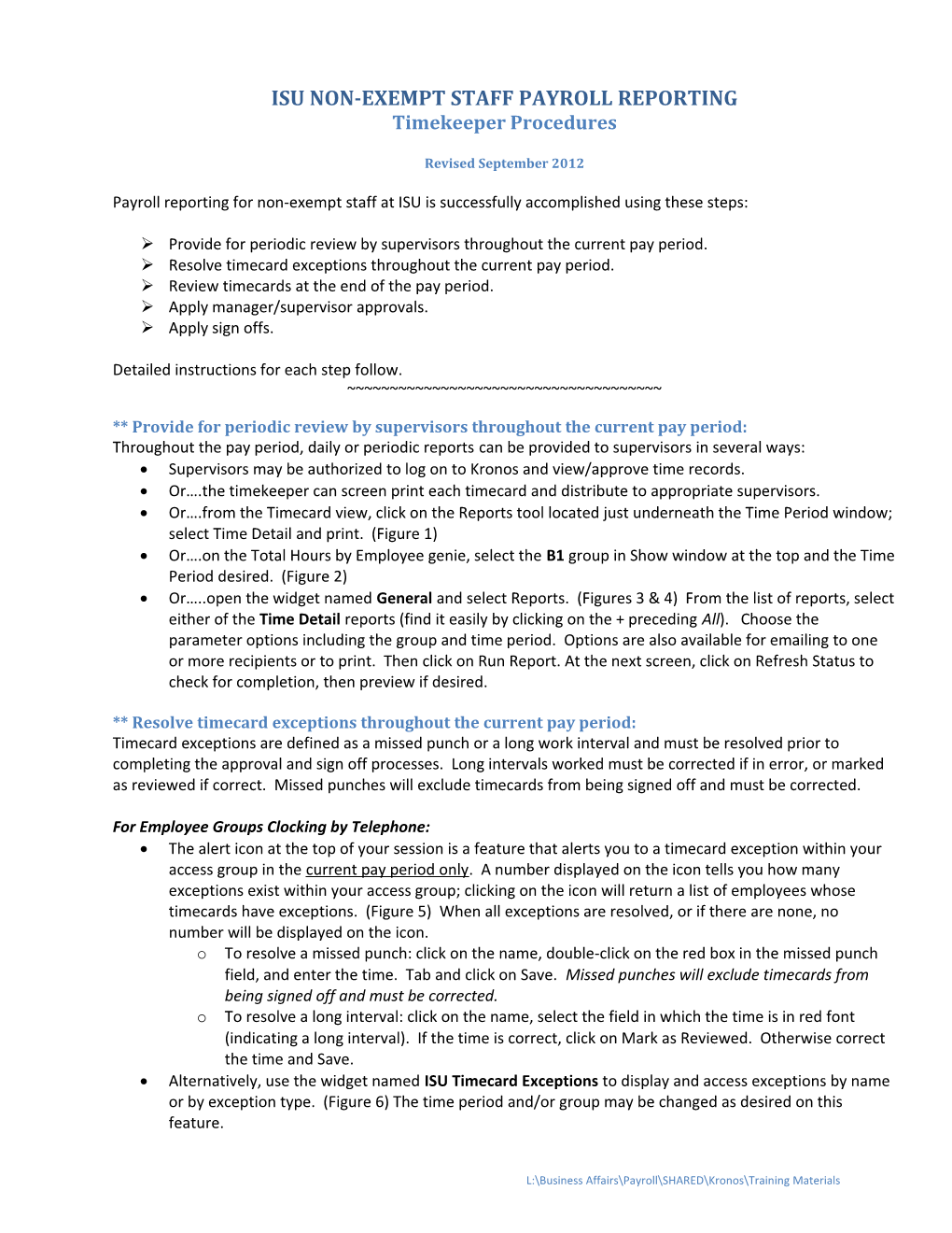 Isu Non-Exempt Staff Payroll Reporting