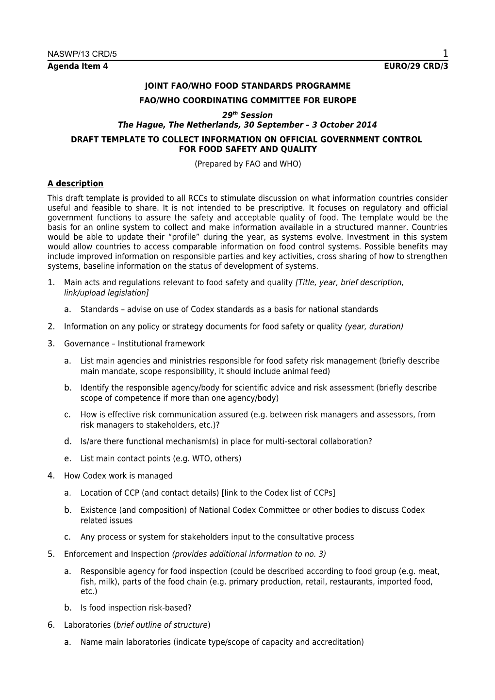 Joint Fao/Who Food Standards Programme