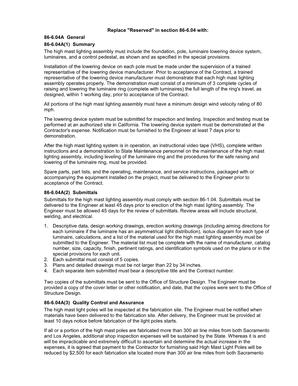 Section 86-6.04. Use for High Mast Lighting Assemblies