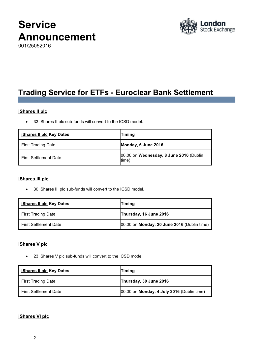 Trading Service for Etfs - Euroclear Bank Settlement Segments