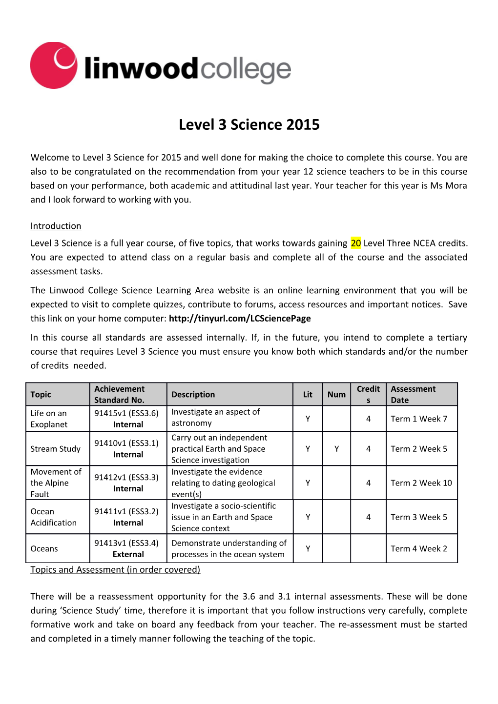 Level 3 Science 2015