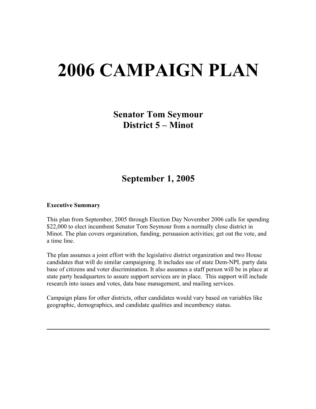 2006 Campaign Plan