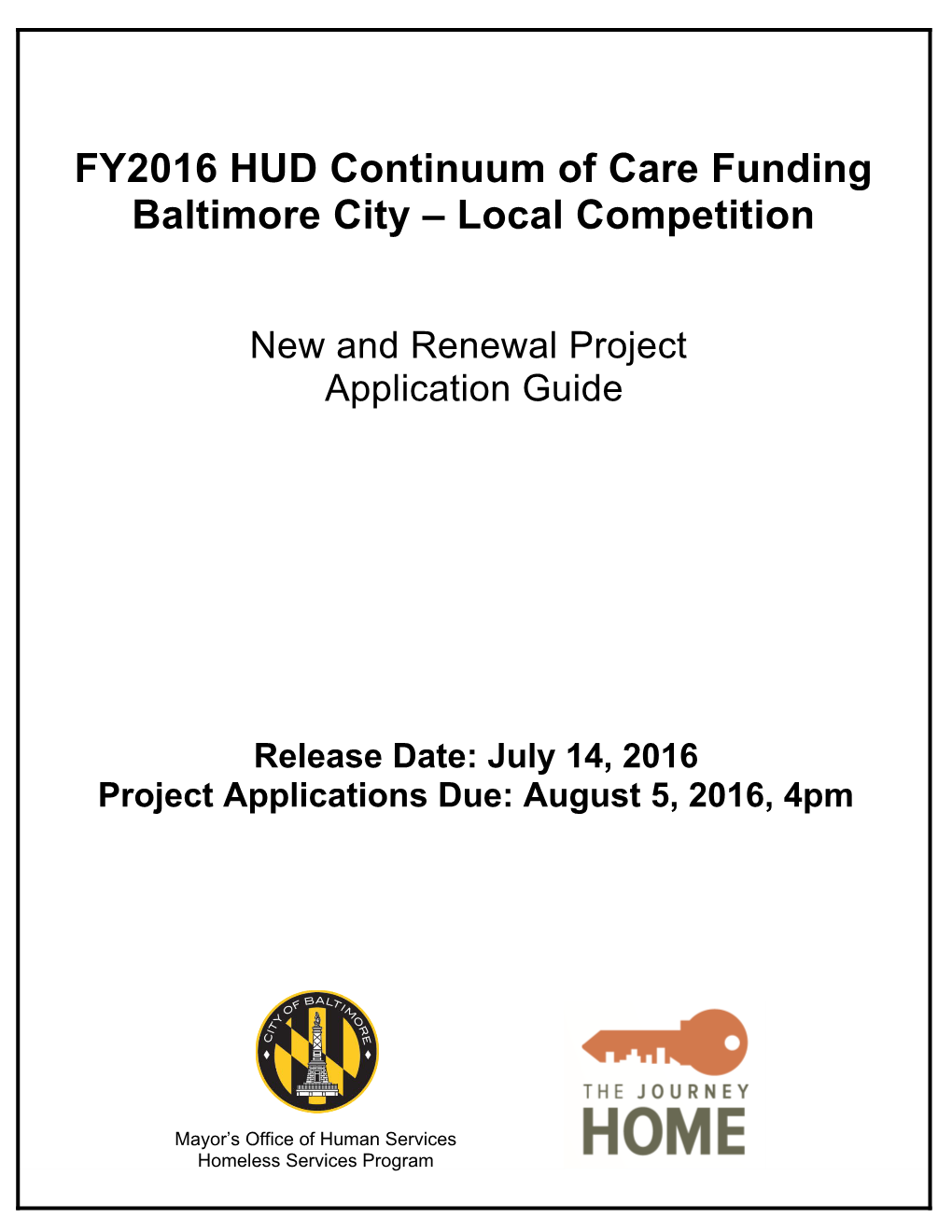 FY2016 Coc NOFA - Project Application Guide