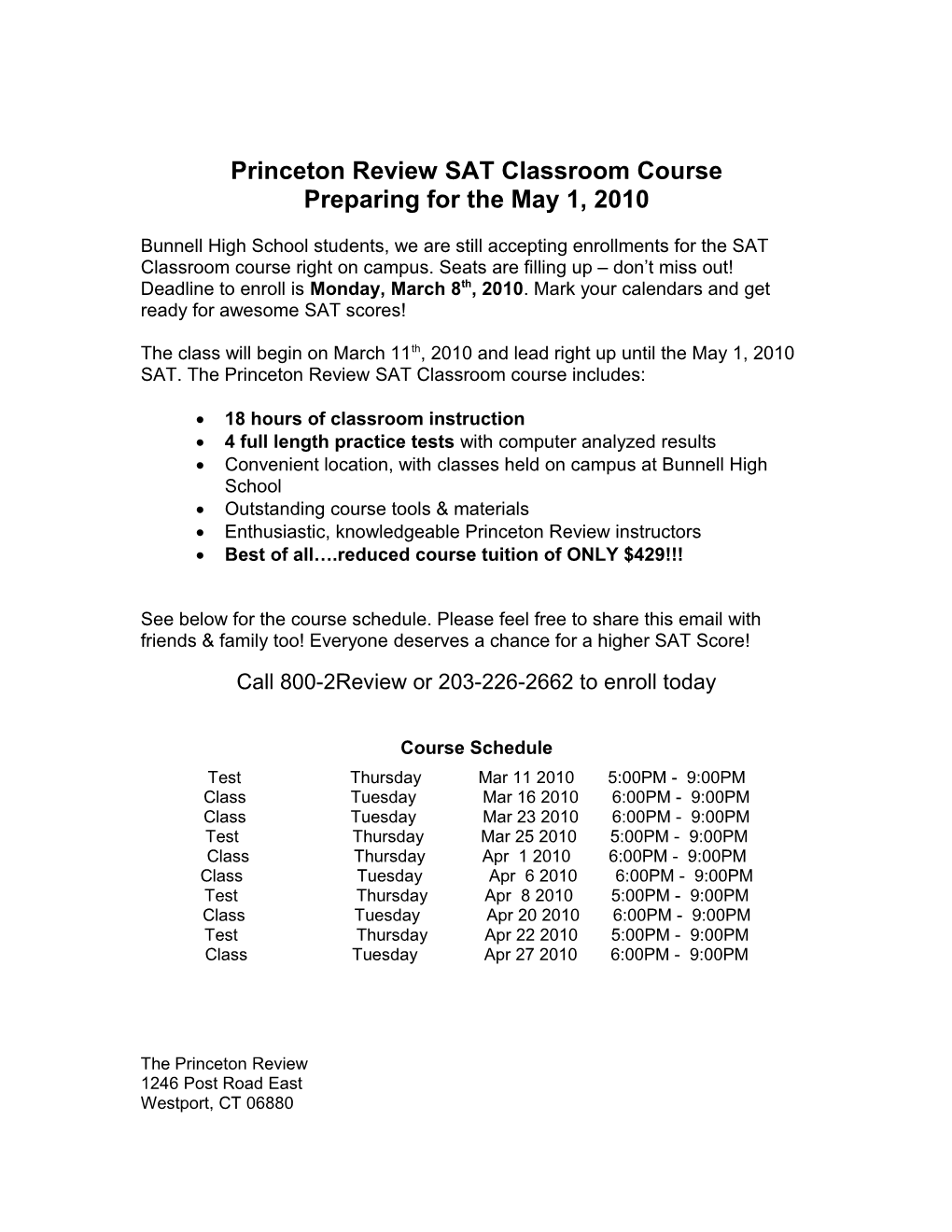 Princeton Review SAT Classroom Course