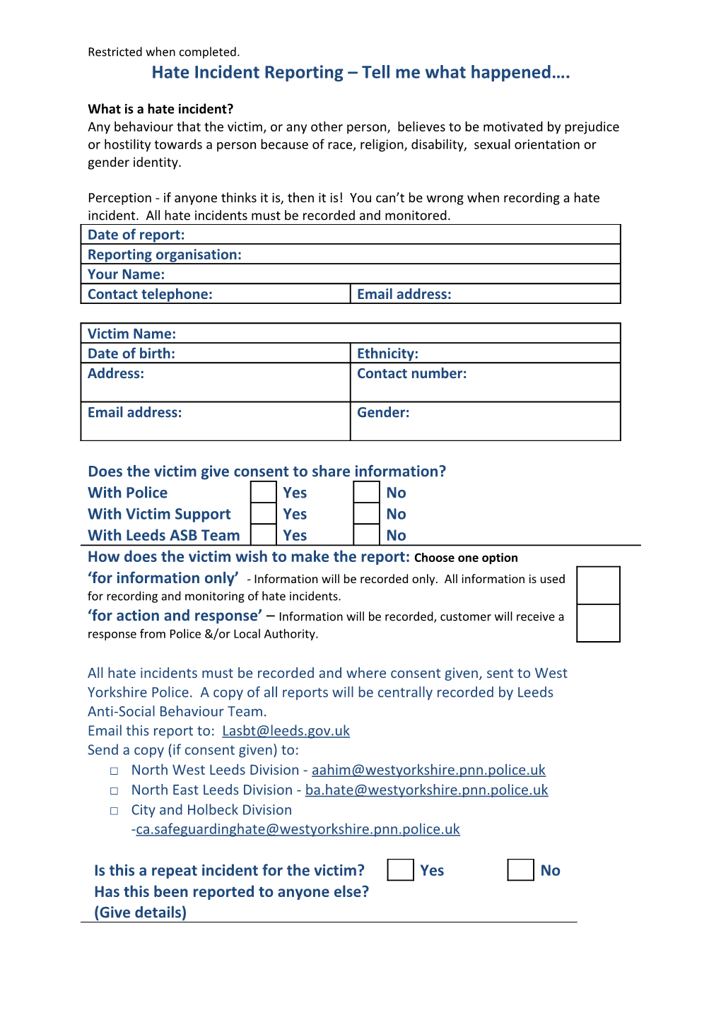 Hate Incident Reporting Form