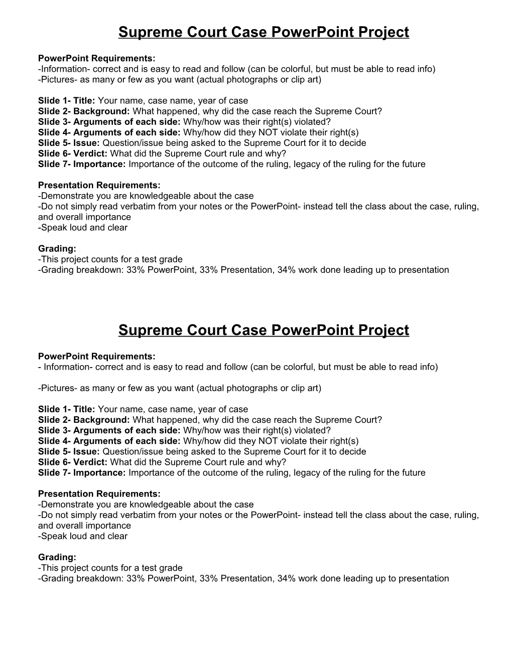 Supreme Court Case Powerpoint Project