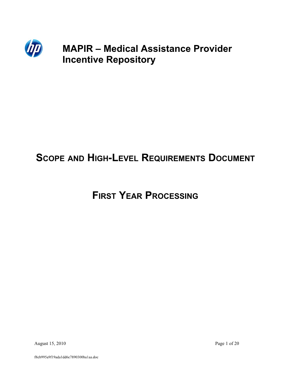 Scope And High-Level Requirements Document For PA Eprescribe Project