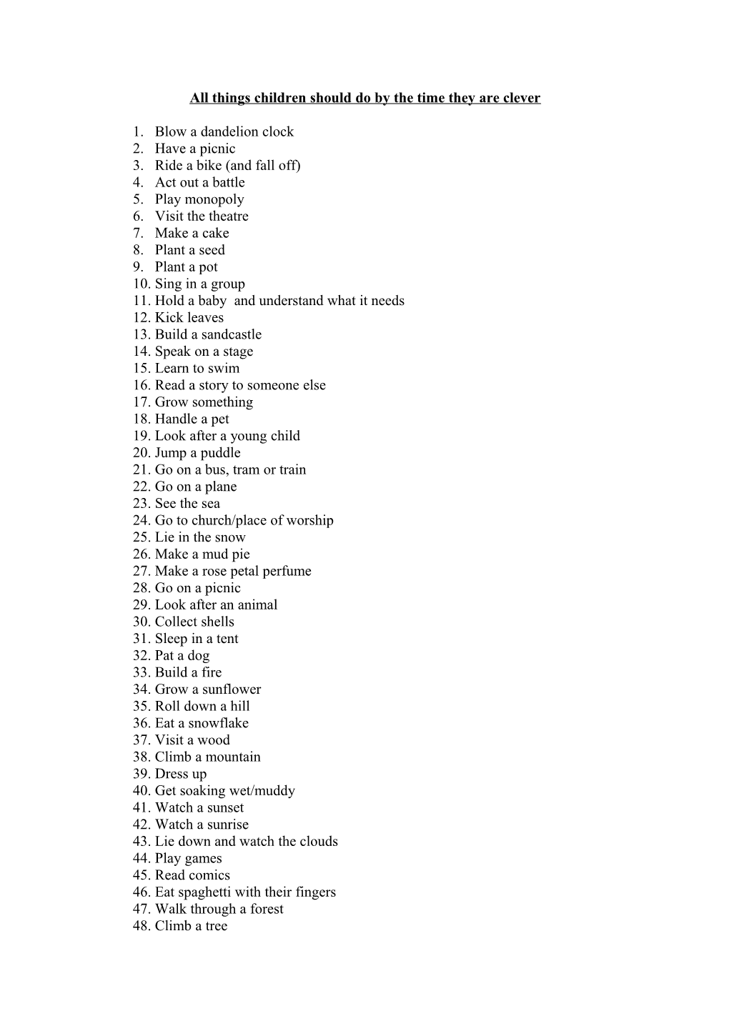 100 Things Kids Should Do