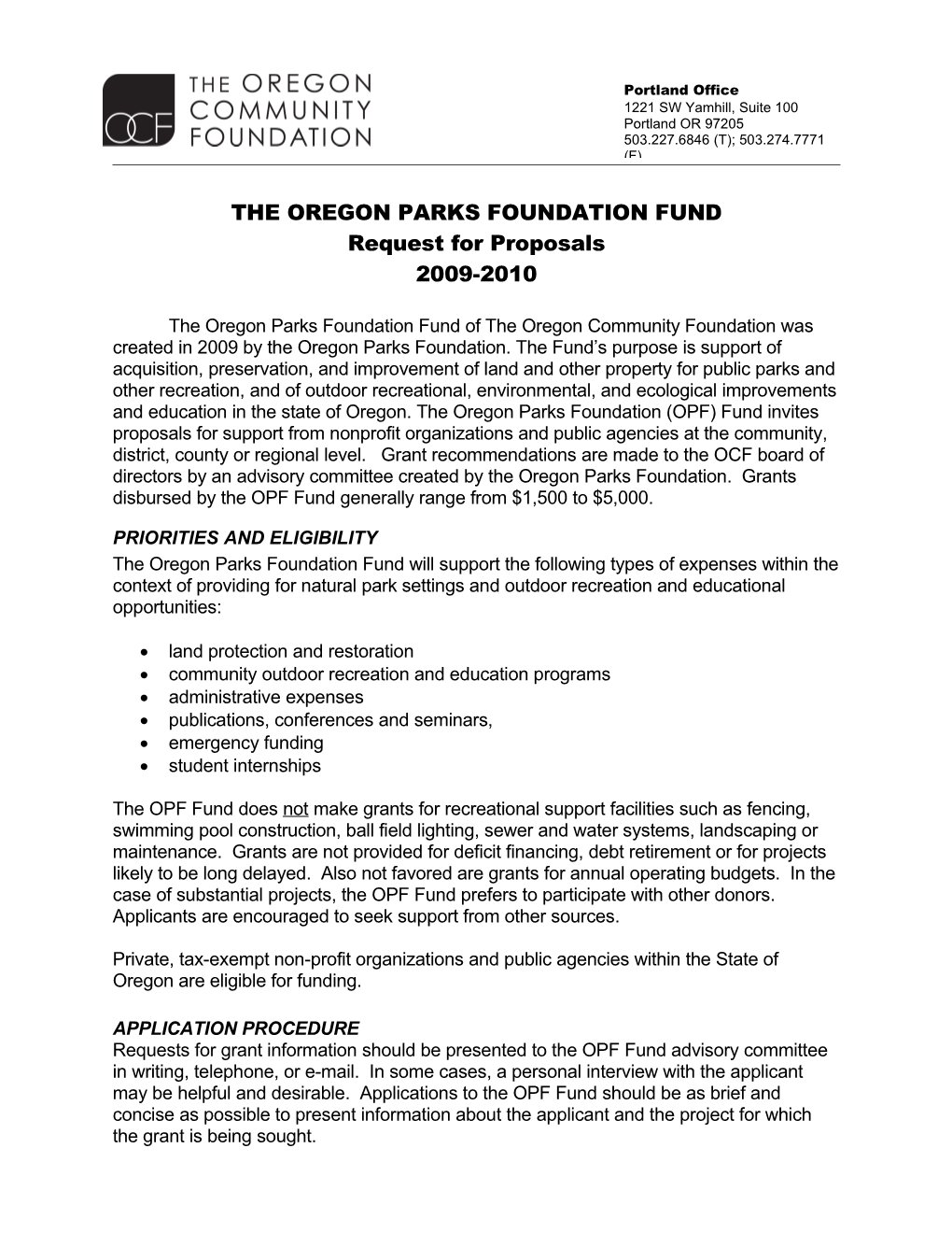 Northwest Neighborhoods Parks and Recreation Fund