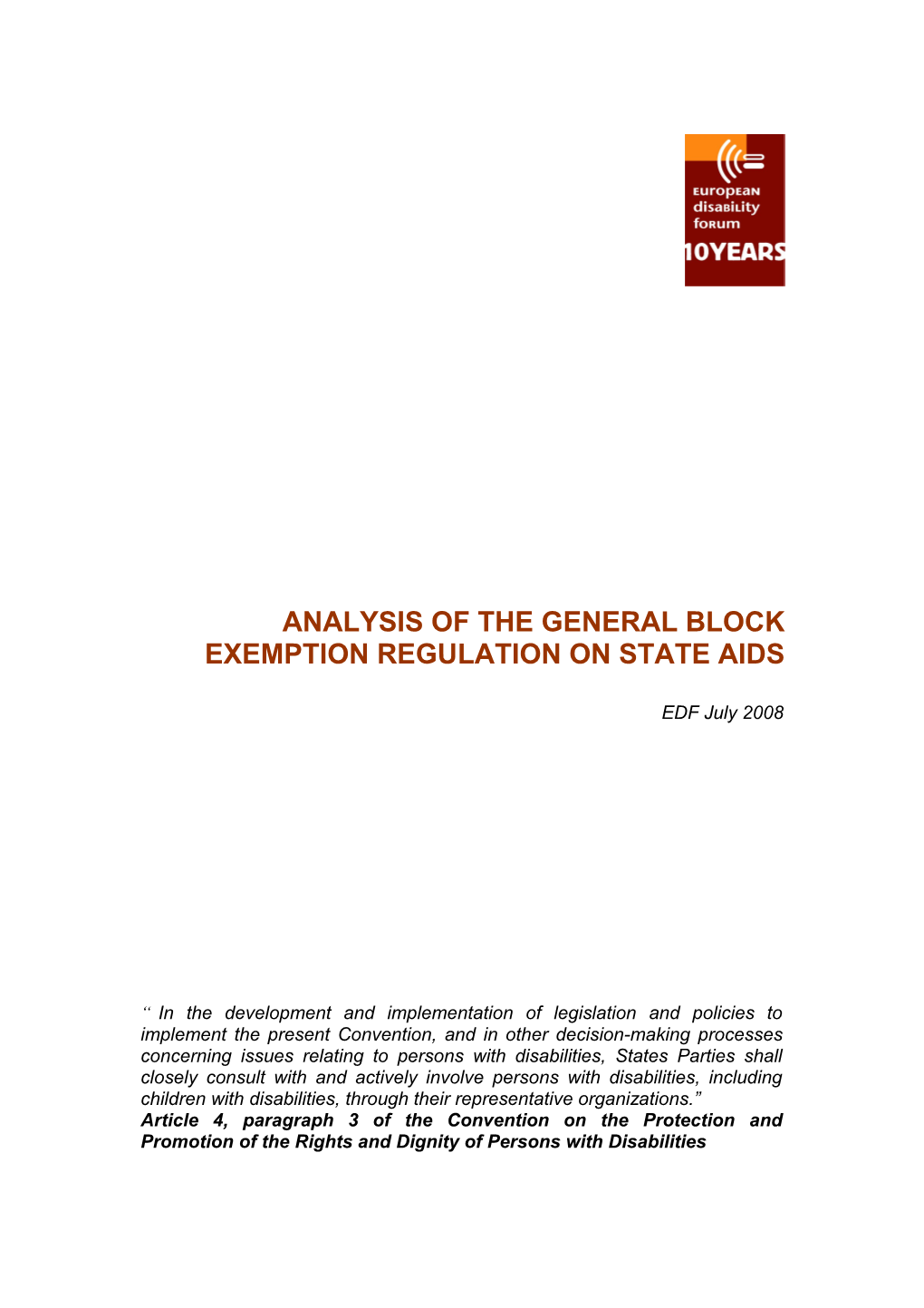 Analysis of the Block Exemption Regulation