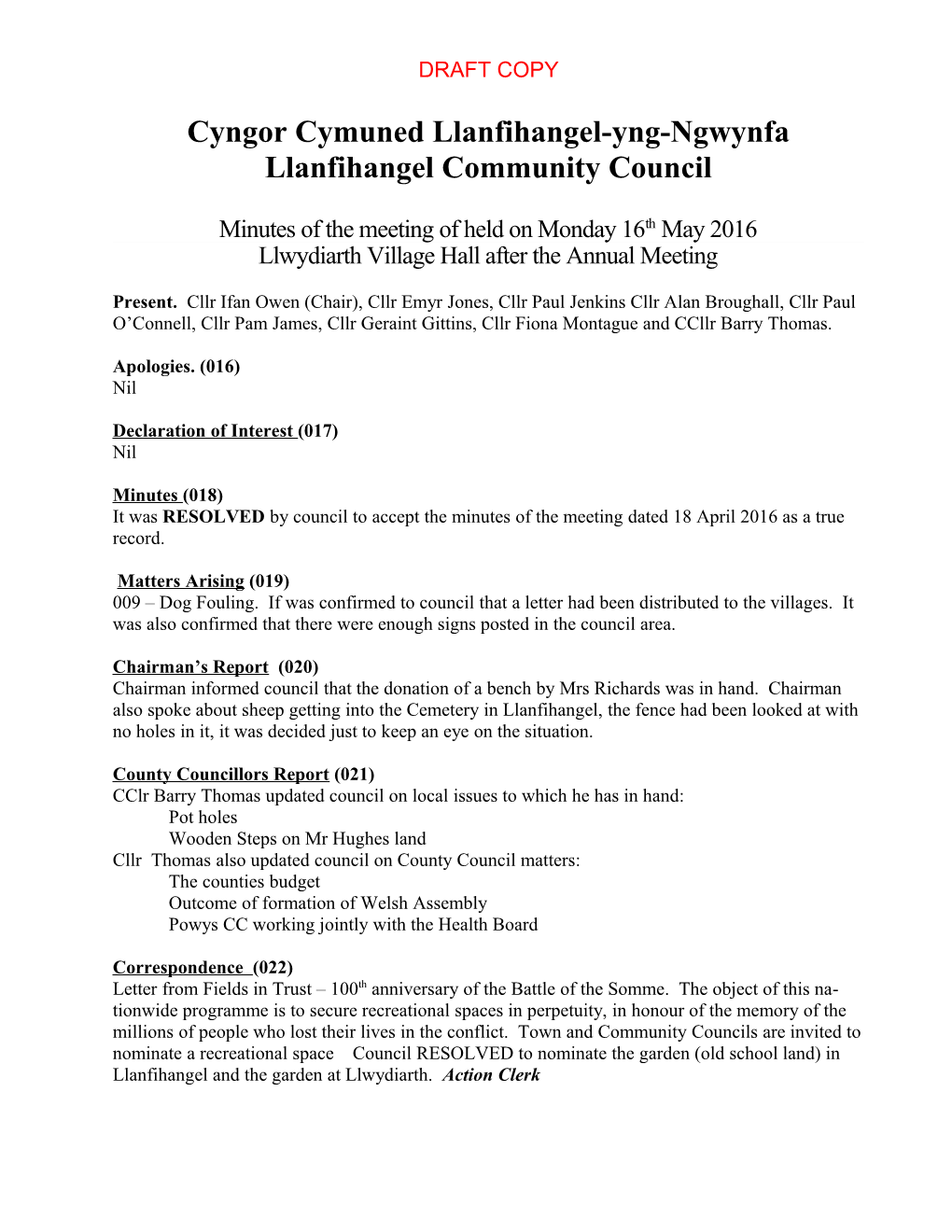 Llanfihangel Community Council