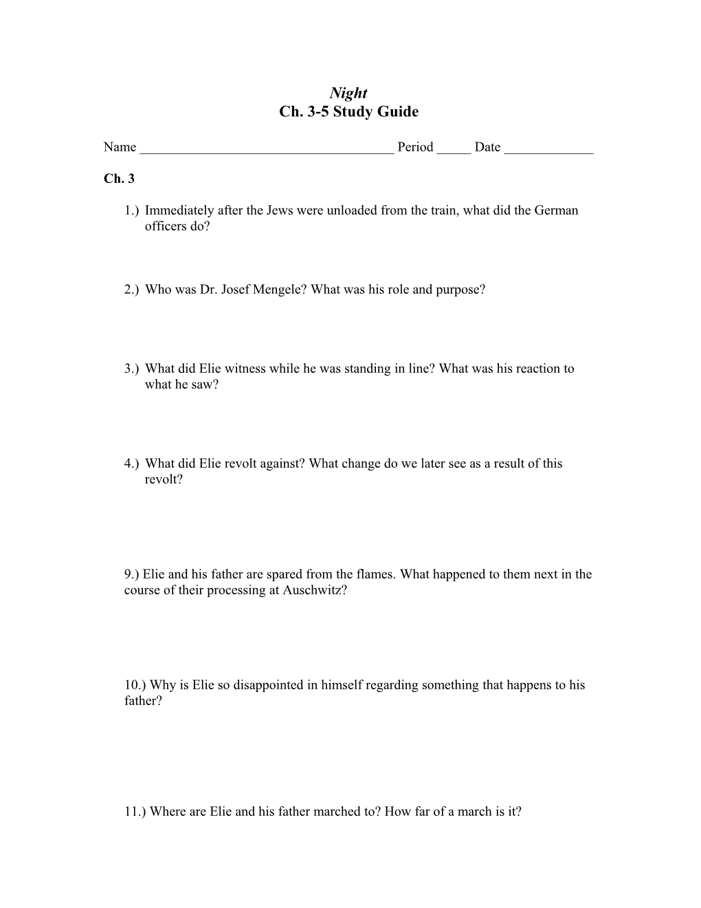 Ch. 3-5 Study Guide