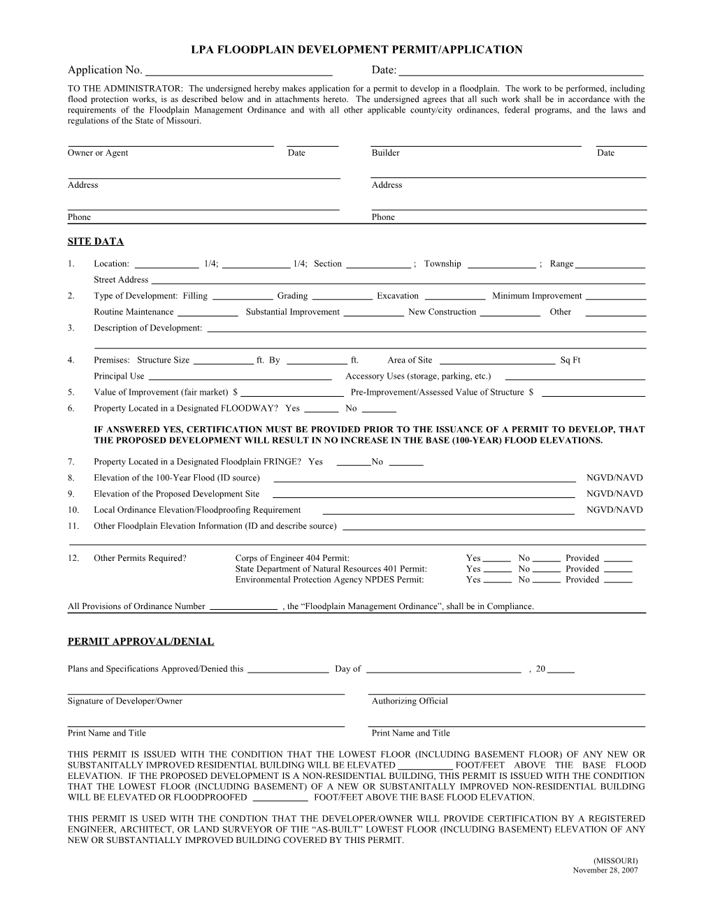 Floodplain Development Permit/Application