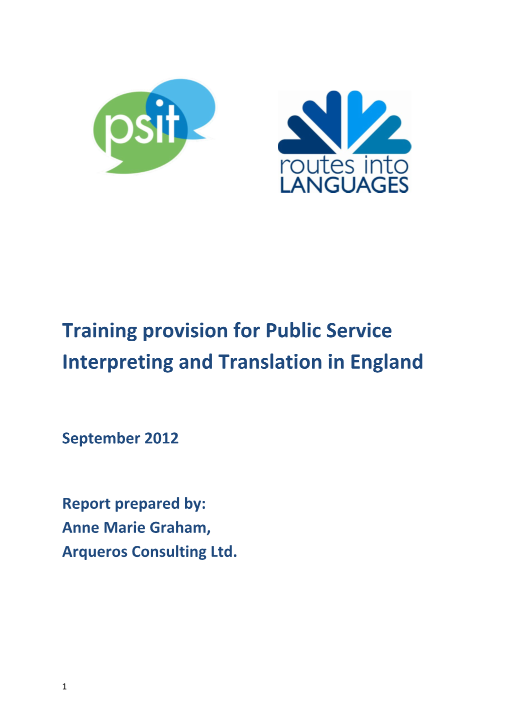 Training Provision for Public Service Interpreting and Translation in England
