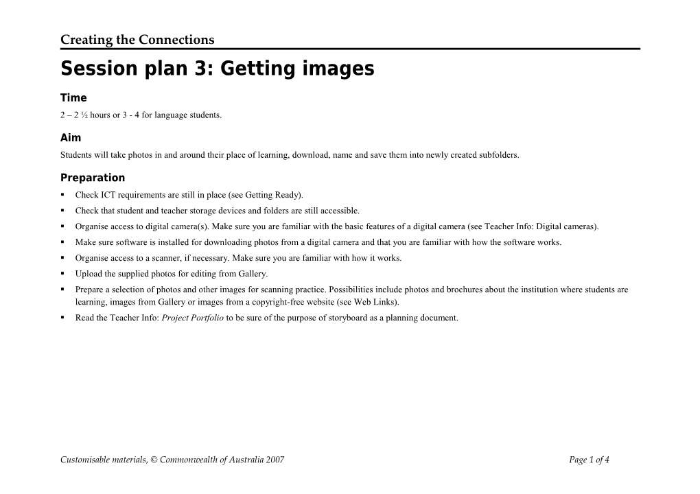 SESSION PLAN 1 Introduction to Photostory