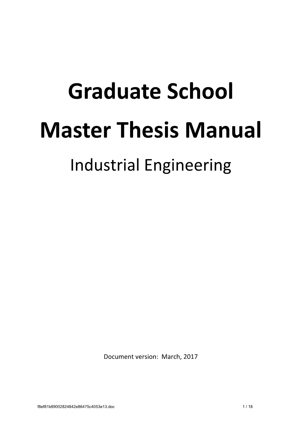 Master Thesis Manual