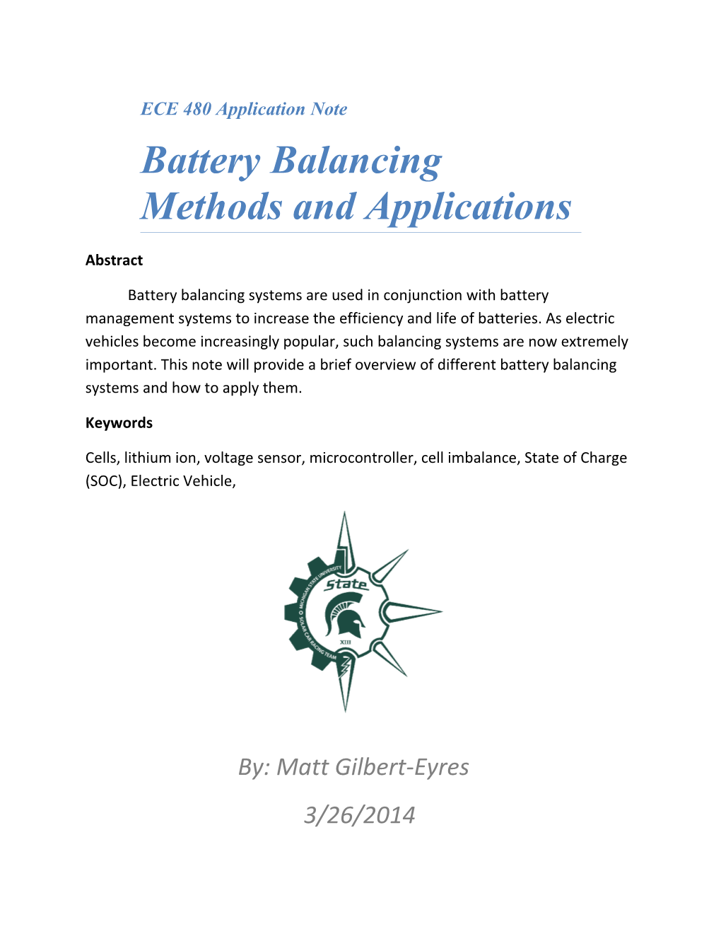 Battery Balancing Methods and Applications