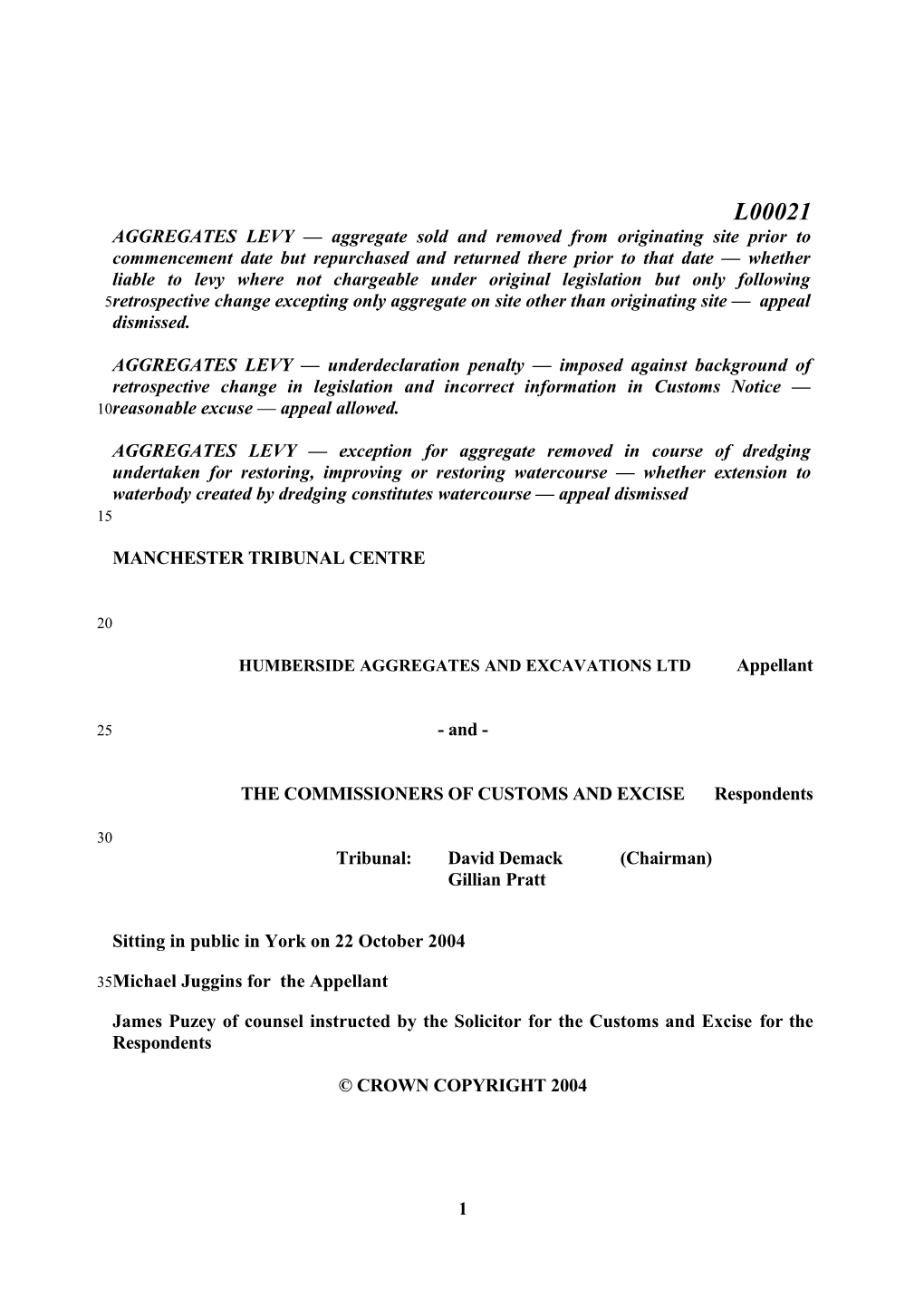 AGGREGATES LEVY Aggregate Sold and Removed from Originating Site Prior to Commencement