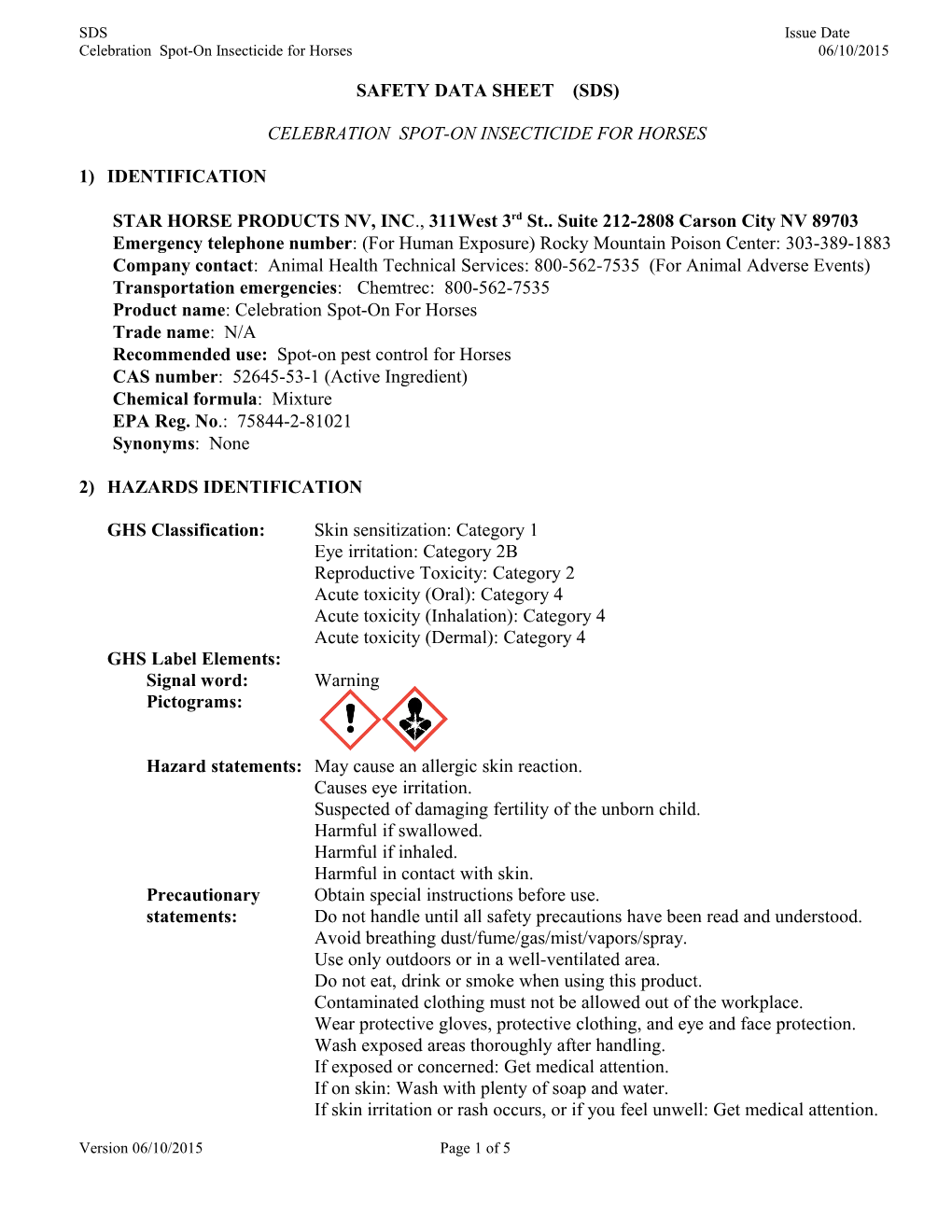 Material Safety Data Sheet (Msds) s2