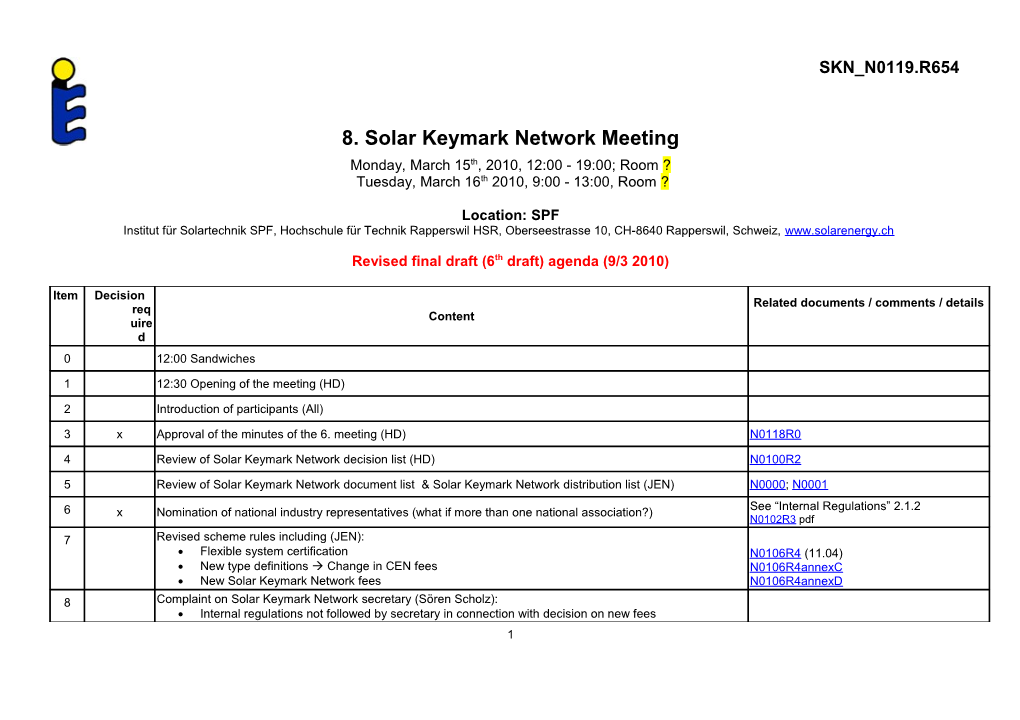 8. Solar Keymark Network Meeting