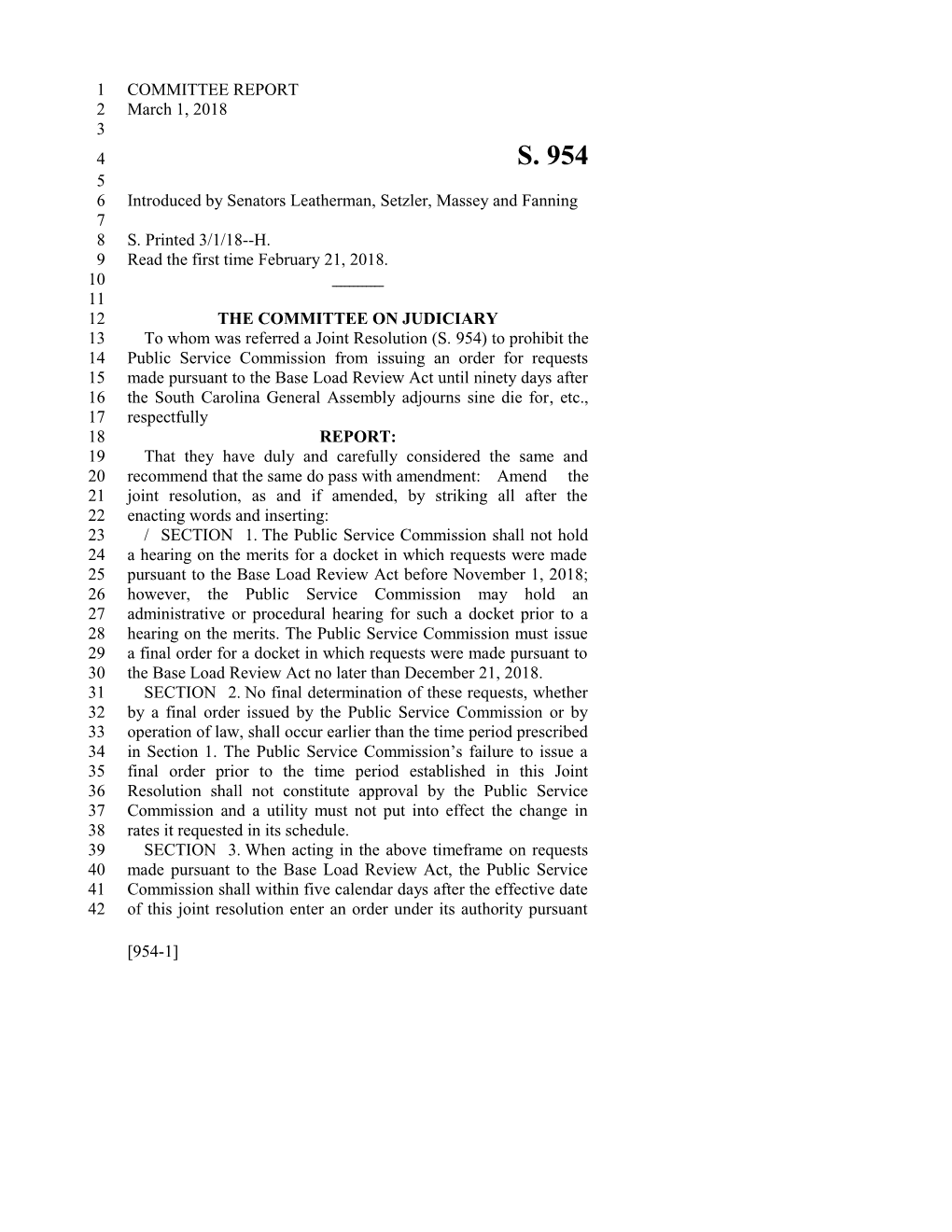 2017-2018 Bill 954 Text of Previous Version (Mar. 1, 2018) - South Carolina Legislature Online