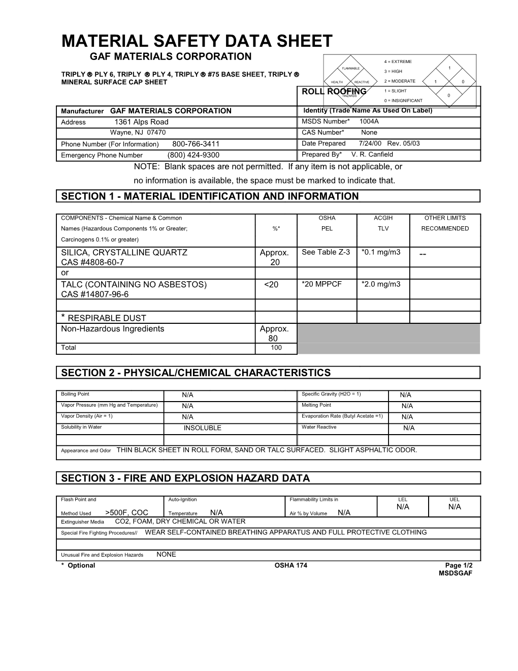 Material Safety Data Sheet s100